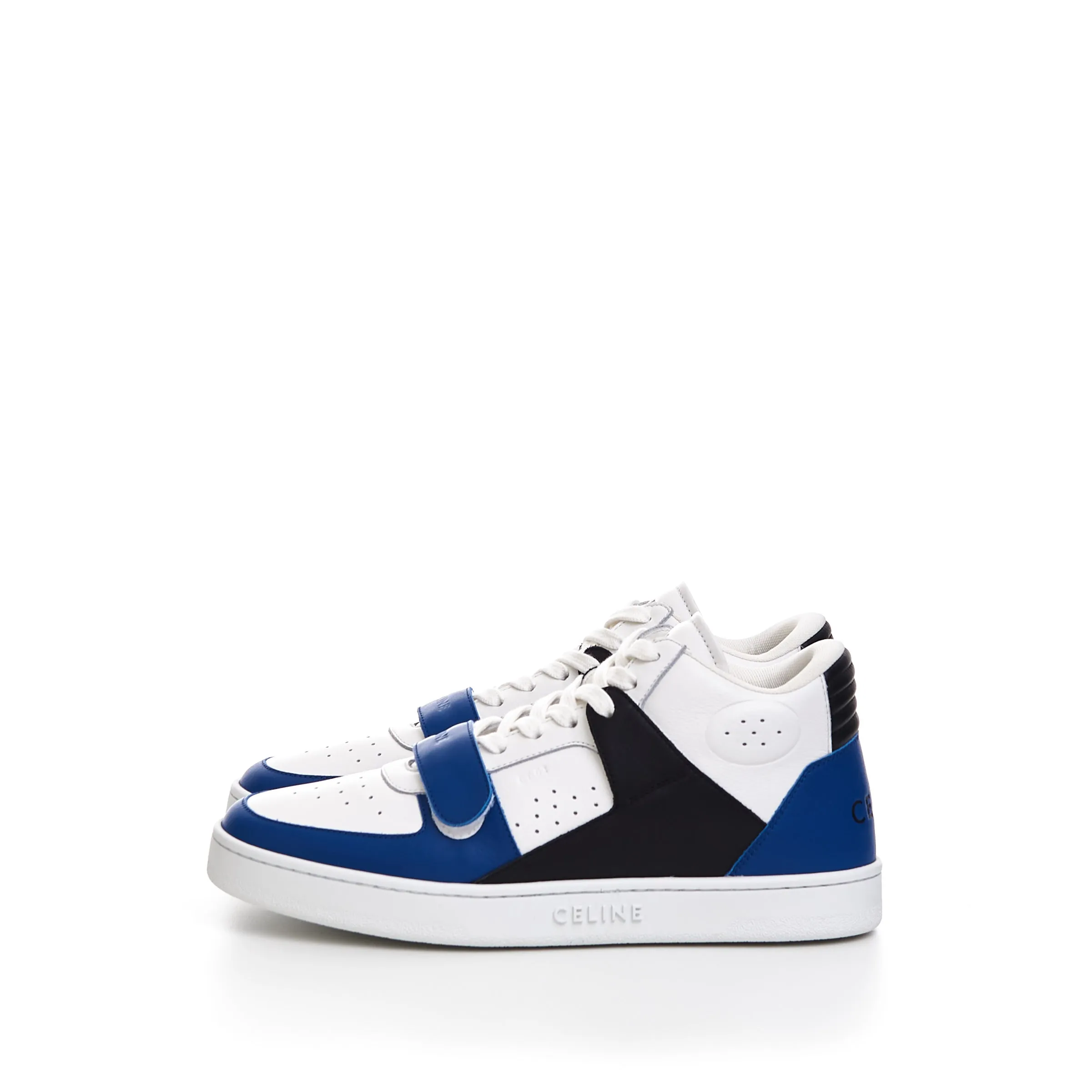 CT-02 Mid Sneaker With Scratch In Optic White & Blue Calfskin