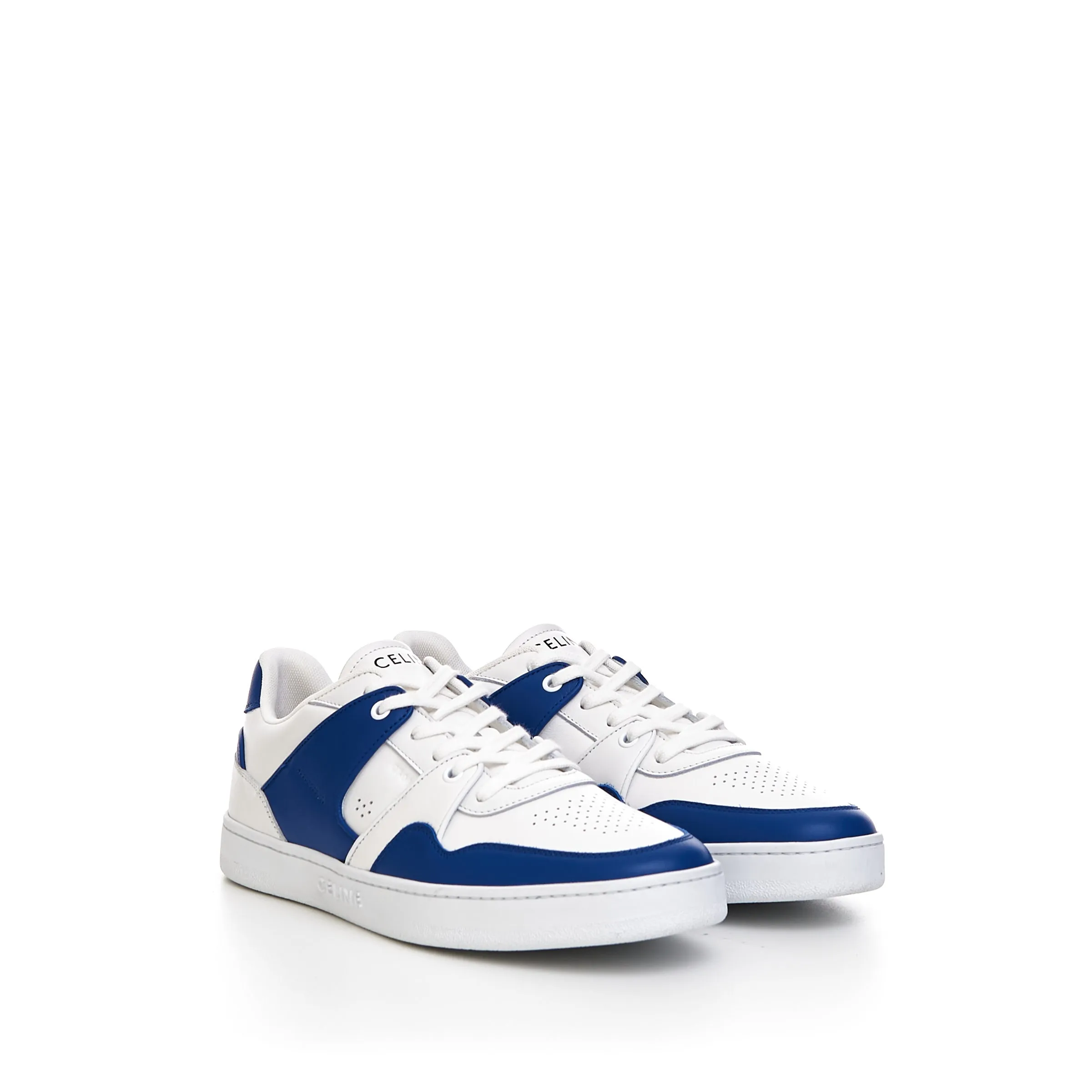 CT-04 Low Lace-up Sneaker In Optic White & Blue Calfskin