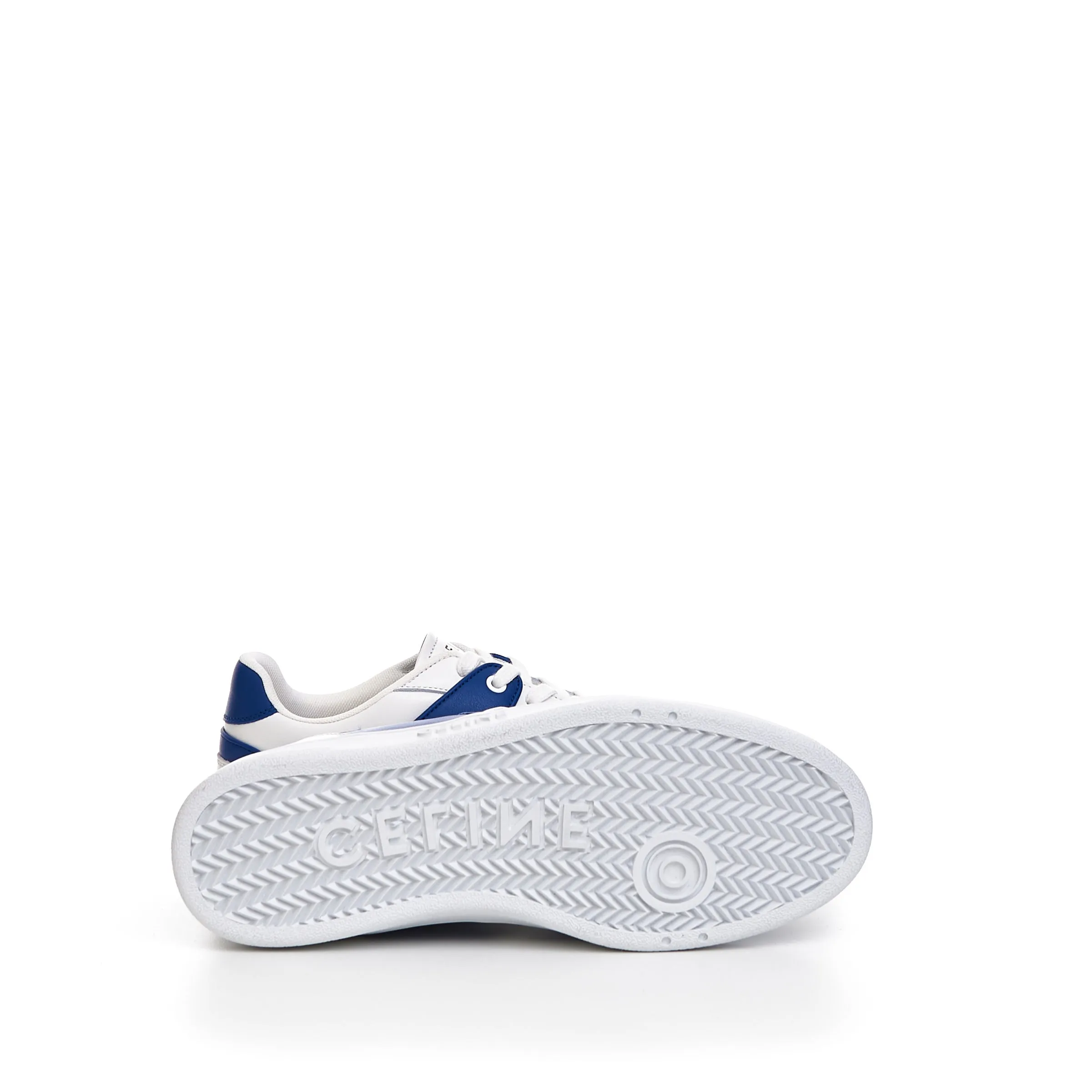 CT-04 Low Lace-up Sneaker In Optic White & Blue Calfskin