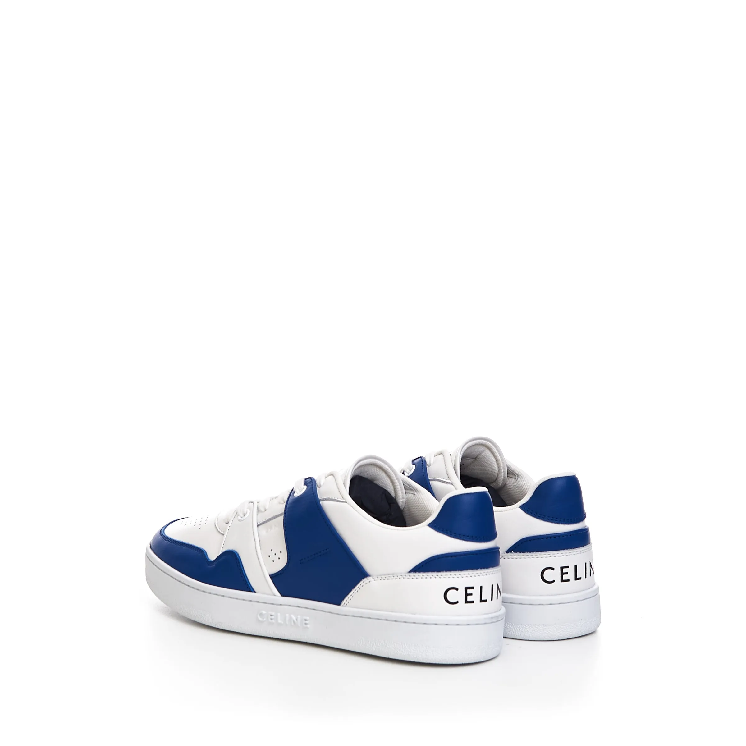 CT-04 Low Lace-up Sneaker In Optic White & Blue Calfskin