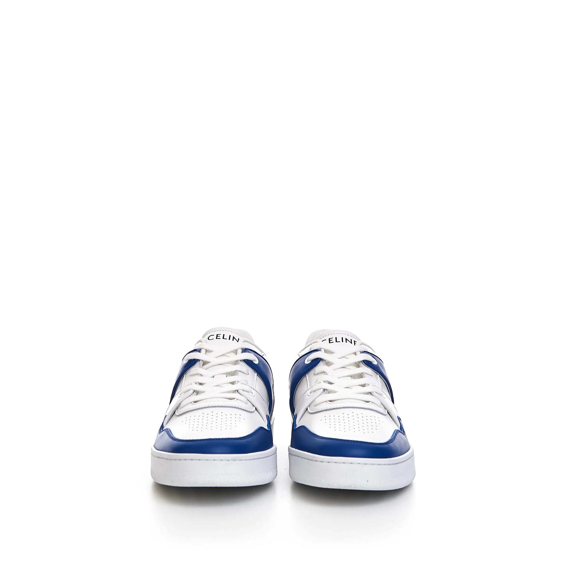 CT-04 Low Lace-up Sneaker In Optic White & Blue Calfskin