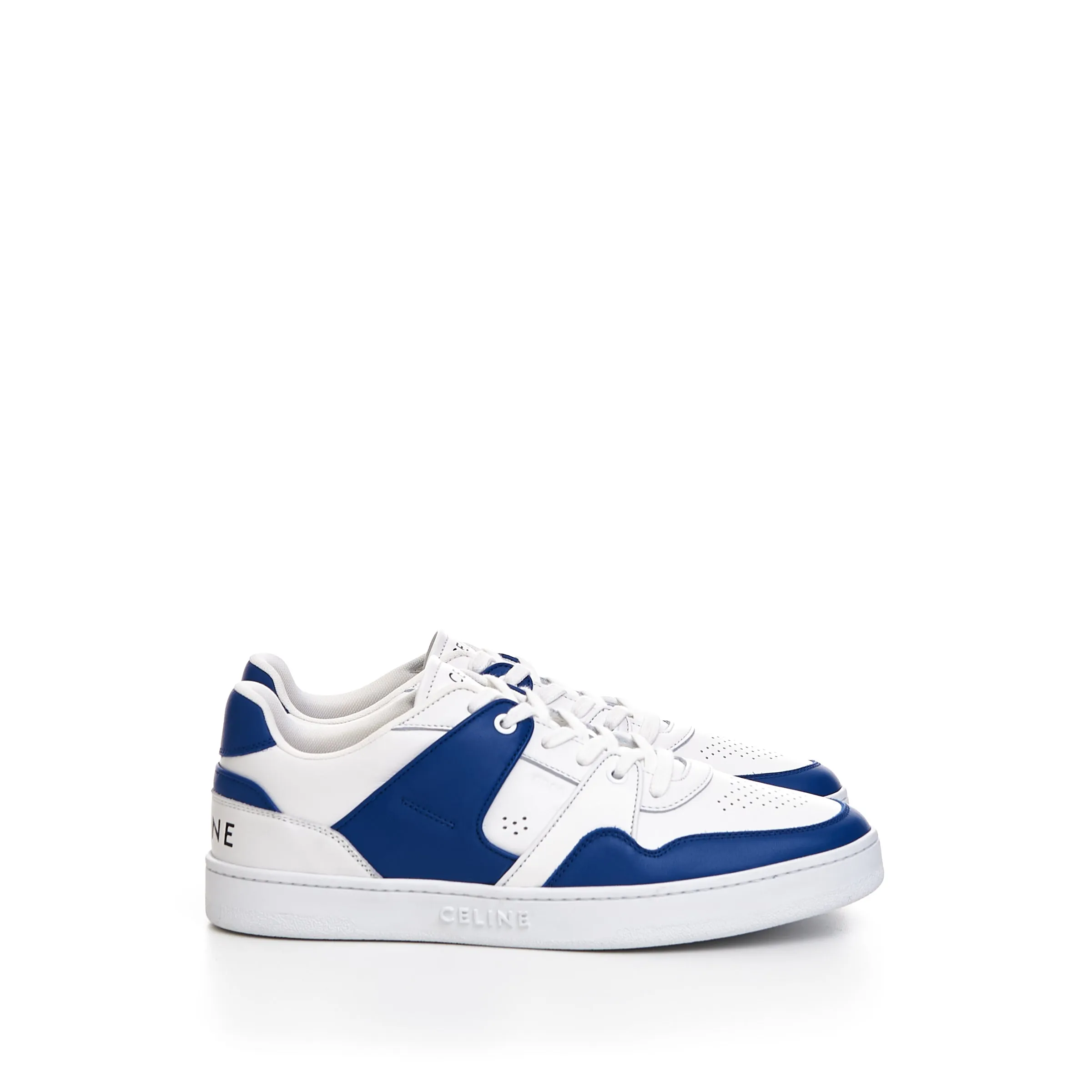 CT-04 Low Lace-up Sneaker In Optic White & Blue Calfskin