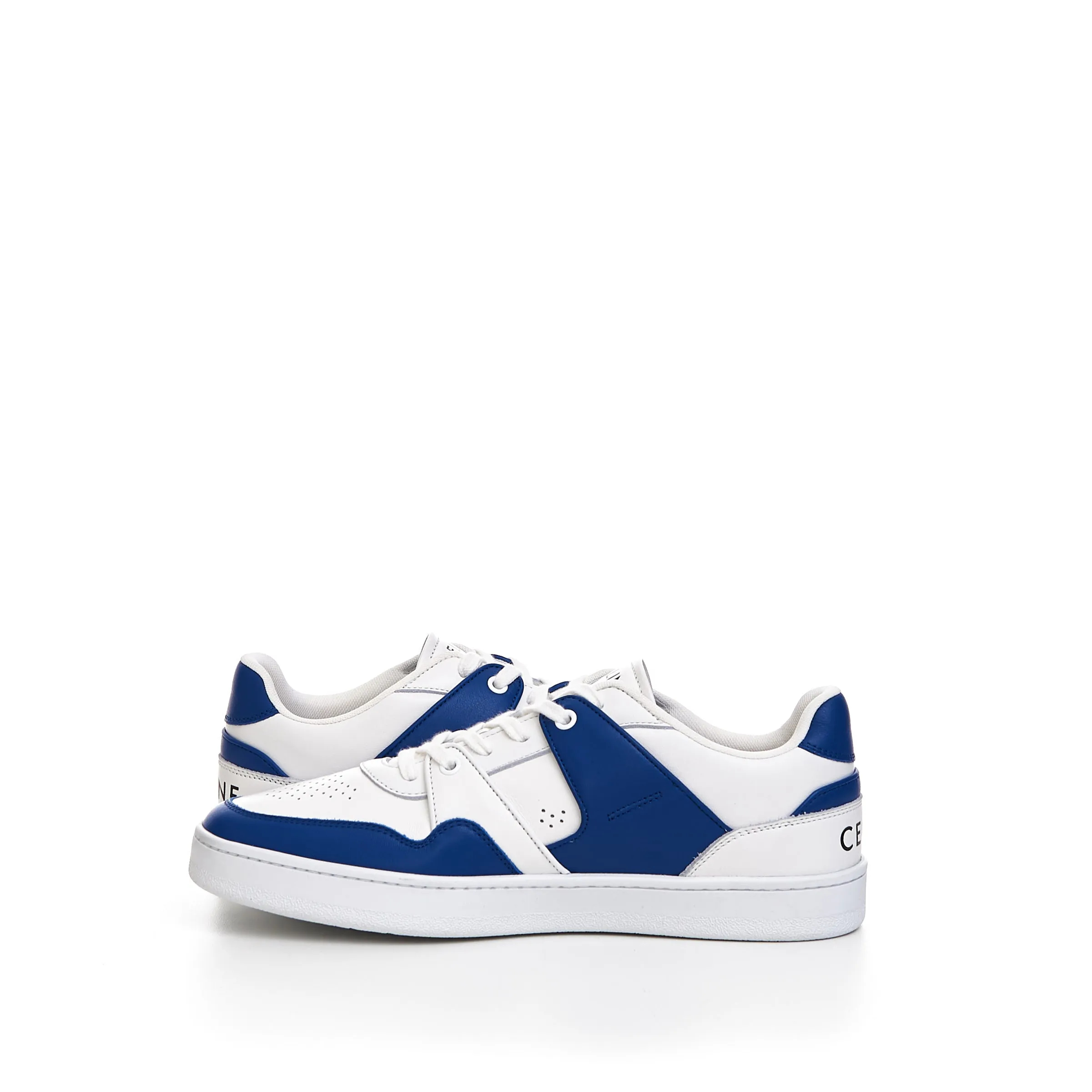 CT-04 Low Lace-up Sneaker In Optic White & Blue Calfskin