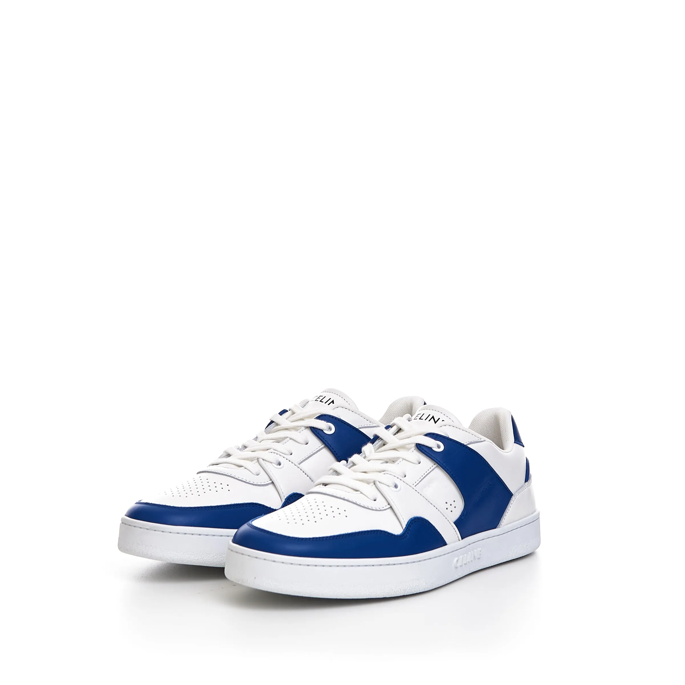 CT-04 Low Lace-up Sneaker In Optic White & Blue Calfskin