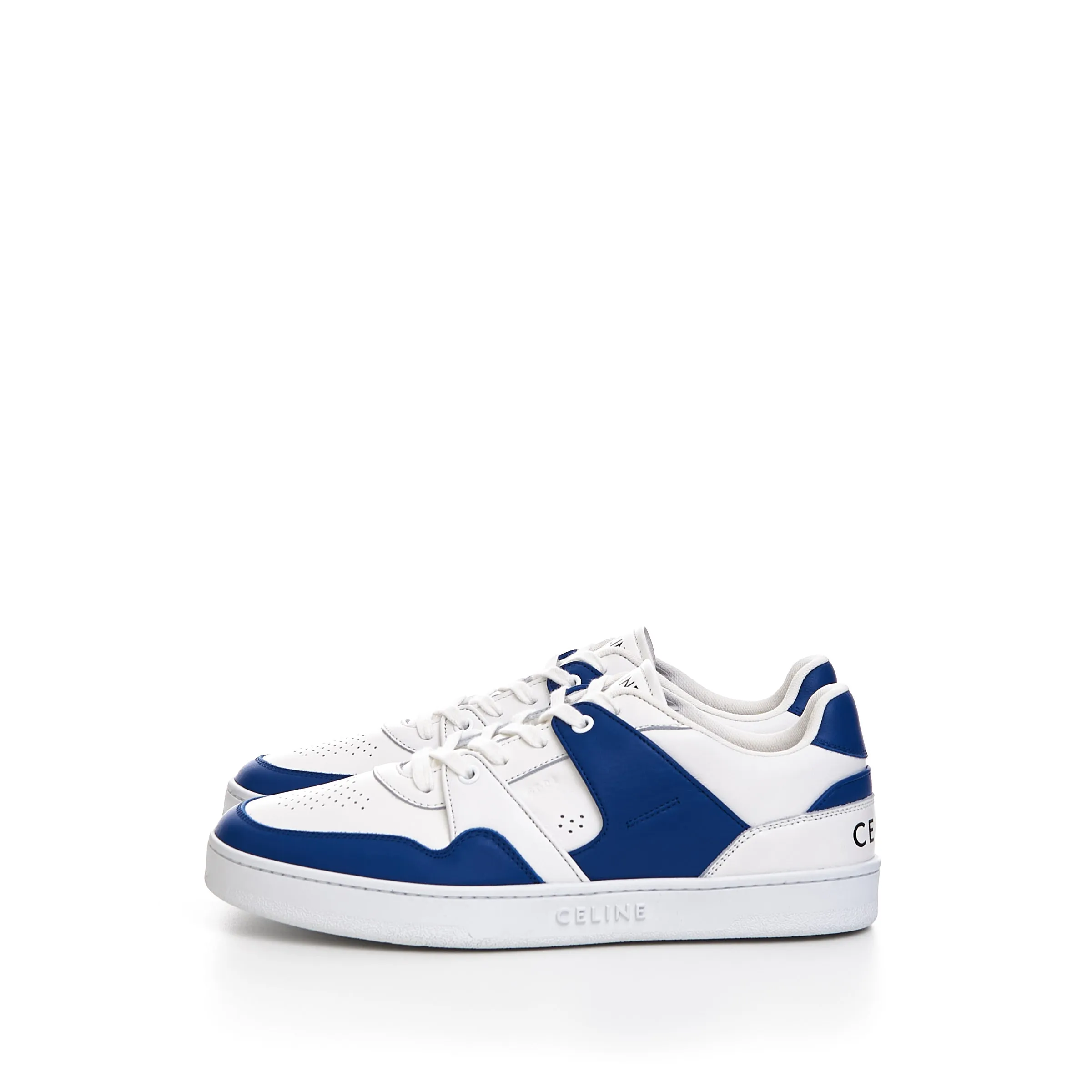 CT-04 Low Lace-up Sneaker In Optic White & Blue Calfskin