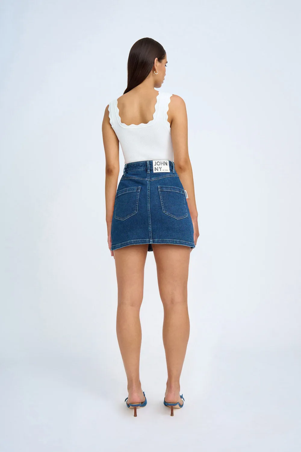 Daze Denim Pipe Mini Skirt | Final Sale- Indigo