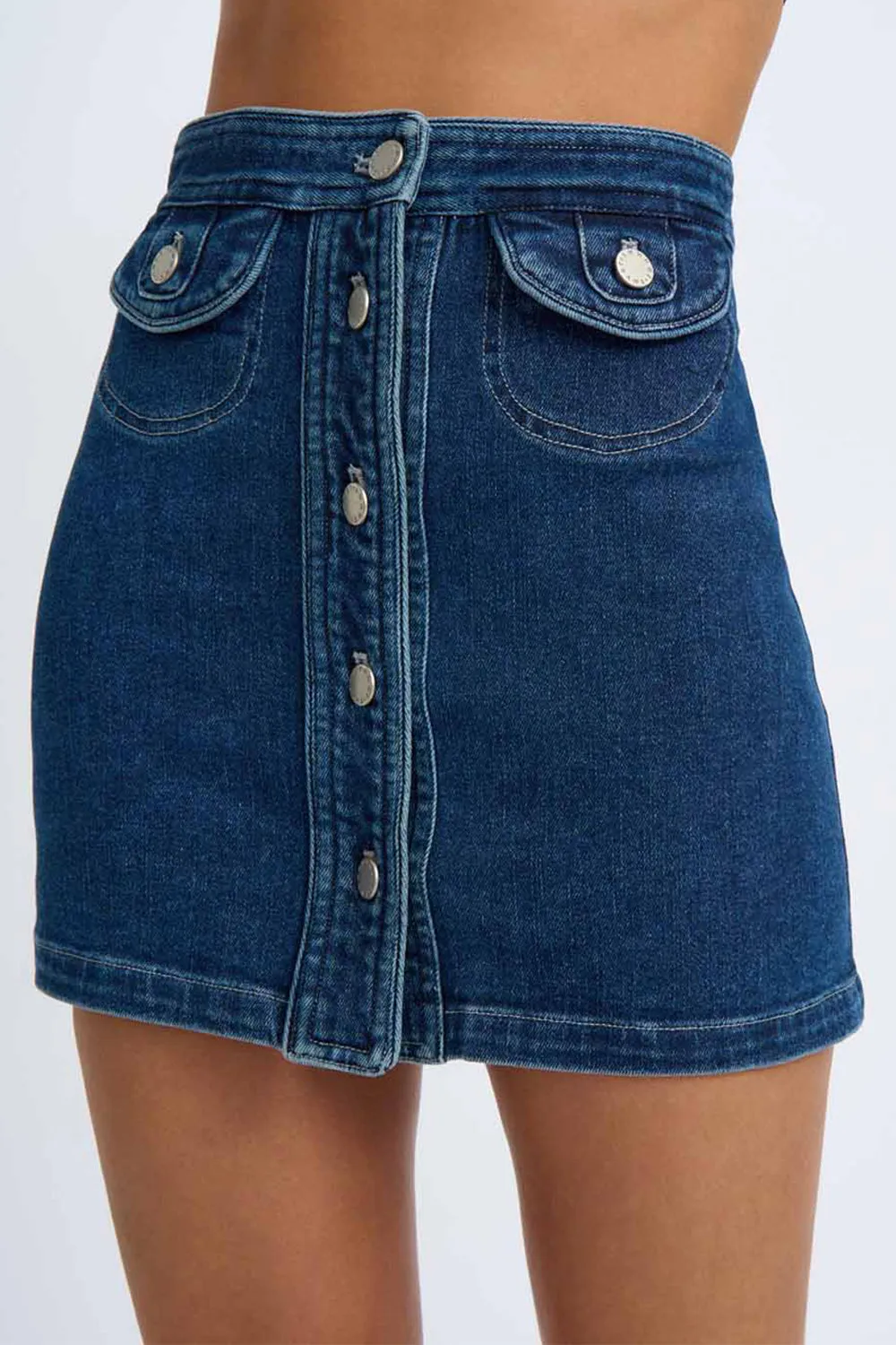 Daze Denim Pipe Mini Skirt | Final Sale- Indigo