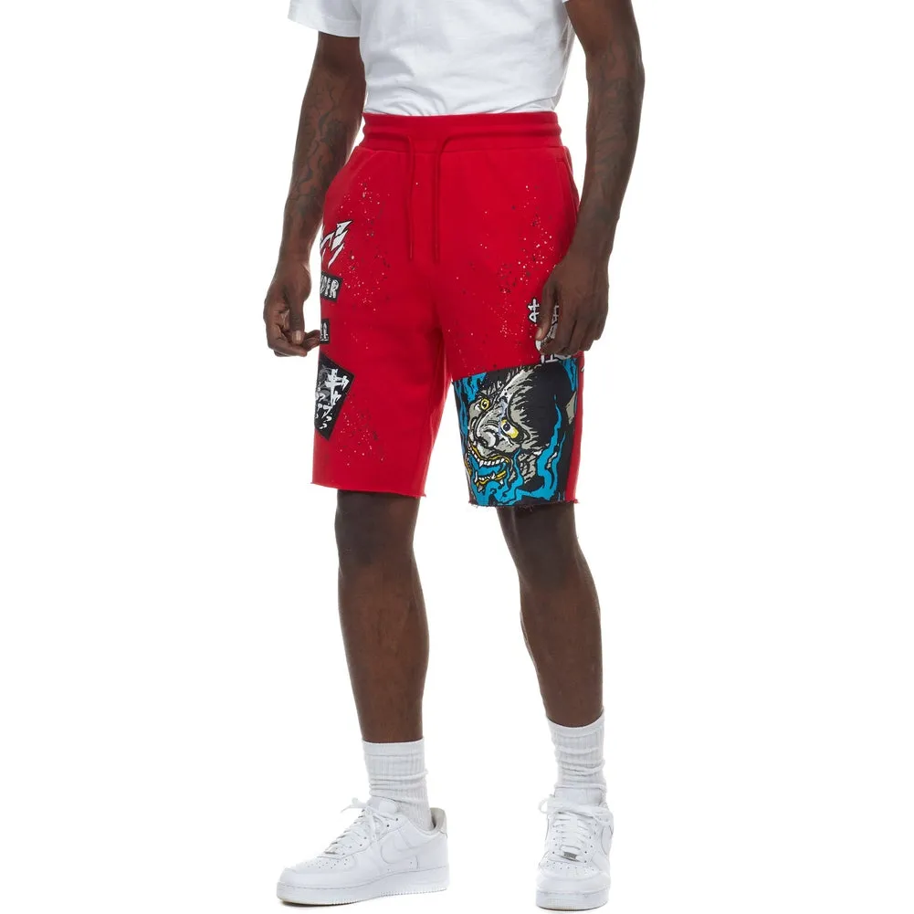 Demon Fleece Shorts - Red