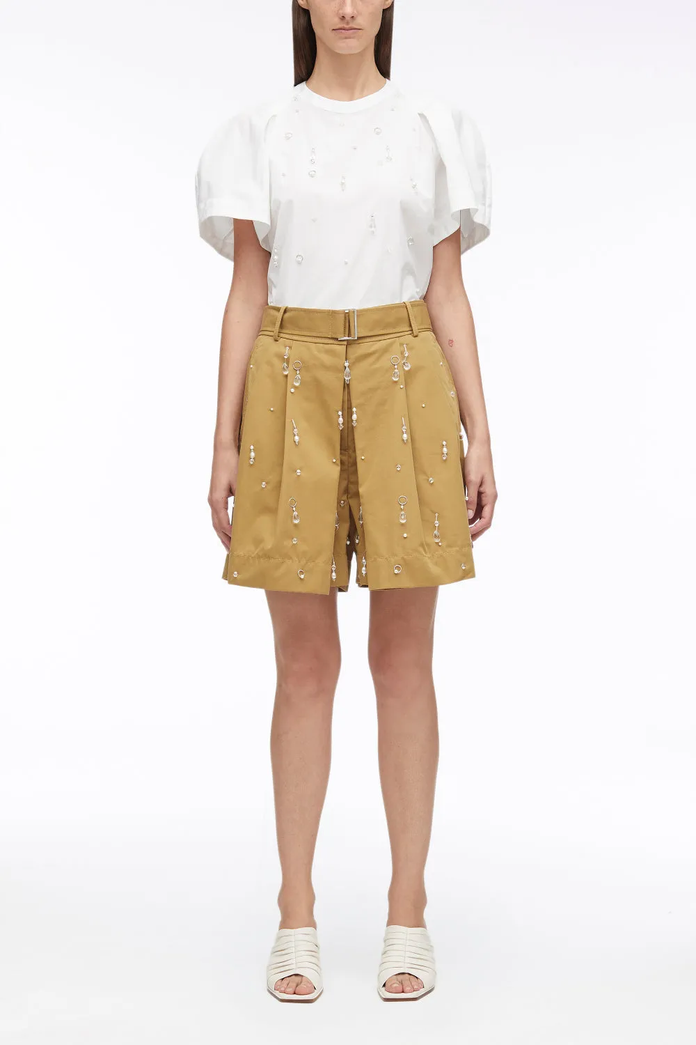 Drip-Embellished Chino Pleated Shorts