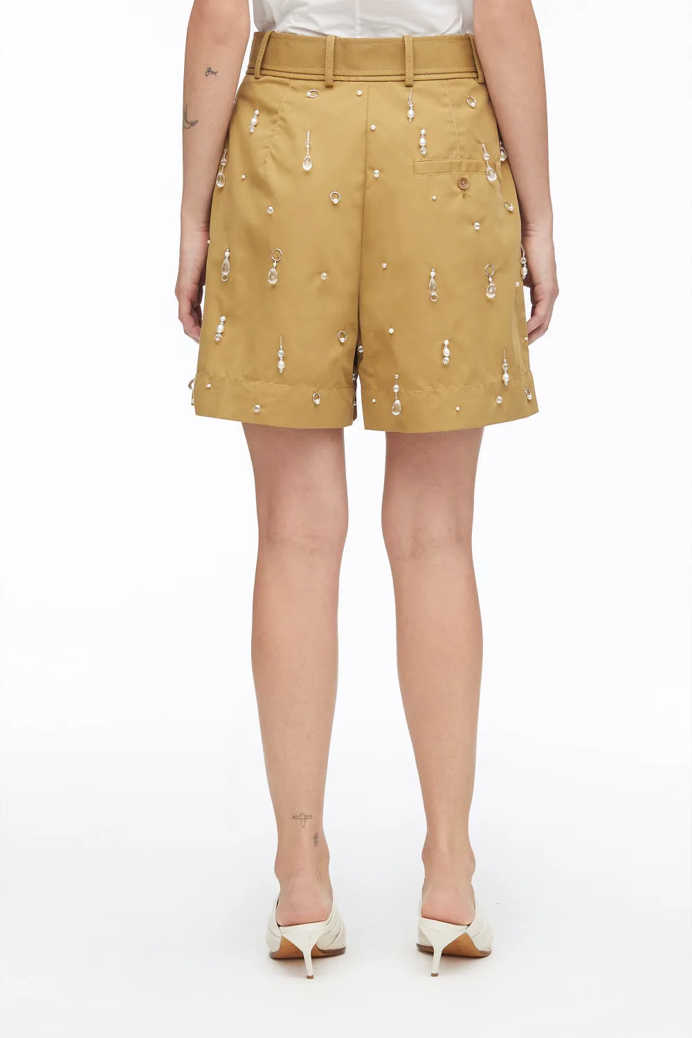 Drip-Embellished Chino Pleated Shorts