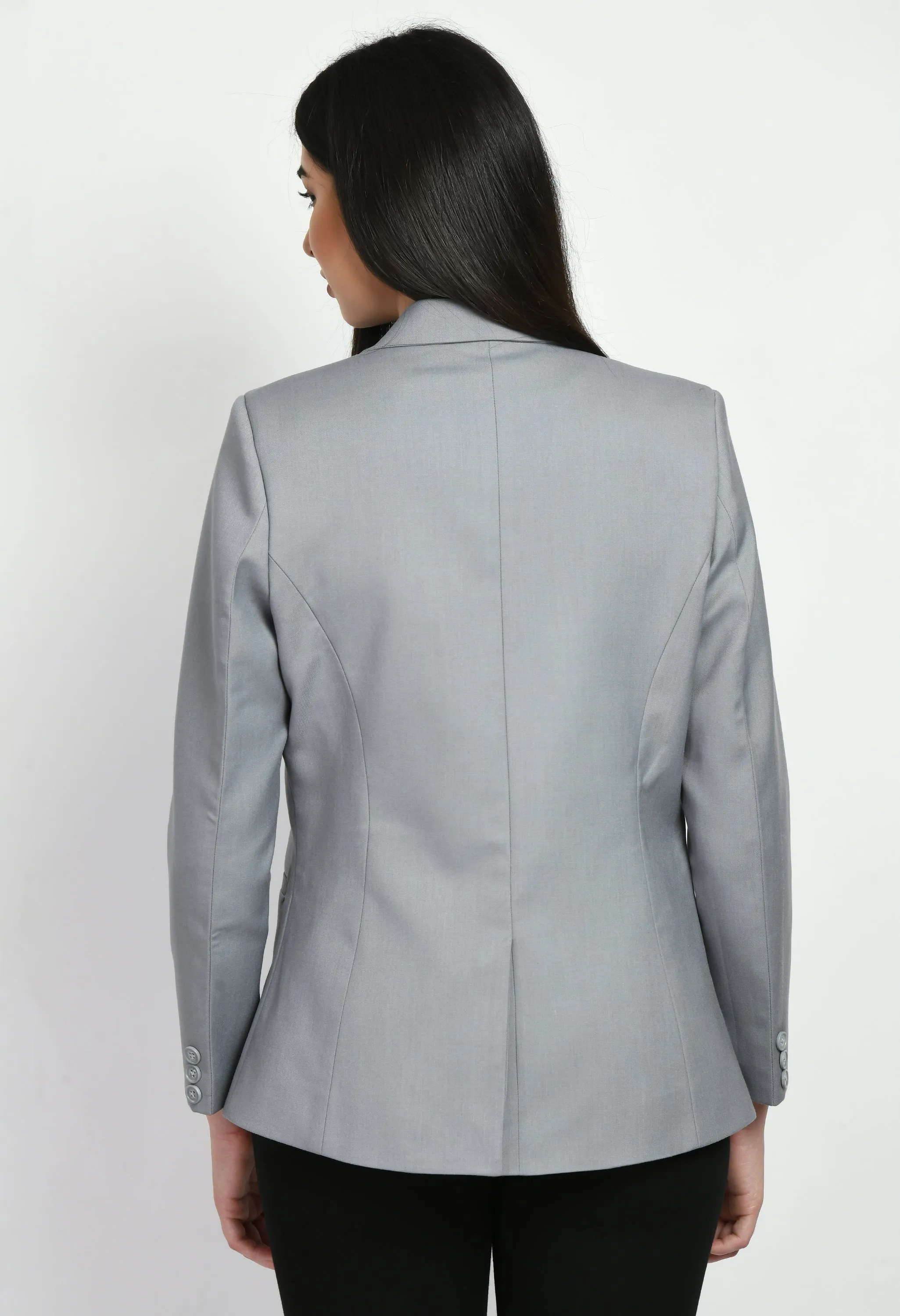 Exude Enthusiasm Double Breasted Blazer Pant Suit (Grey)