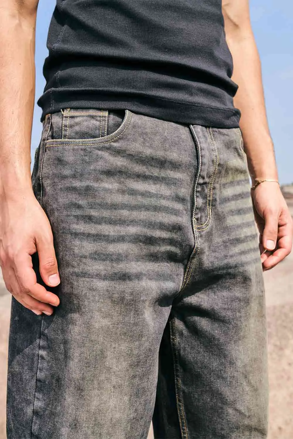 Faded Grey Baggy Fit Jeans