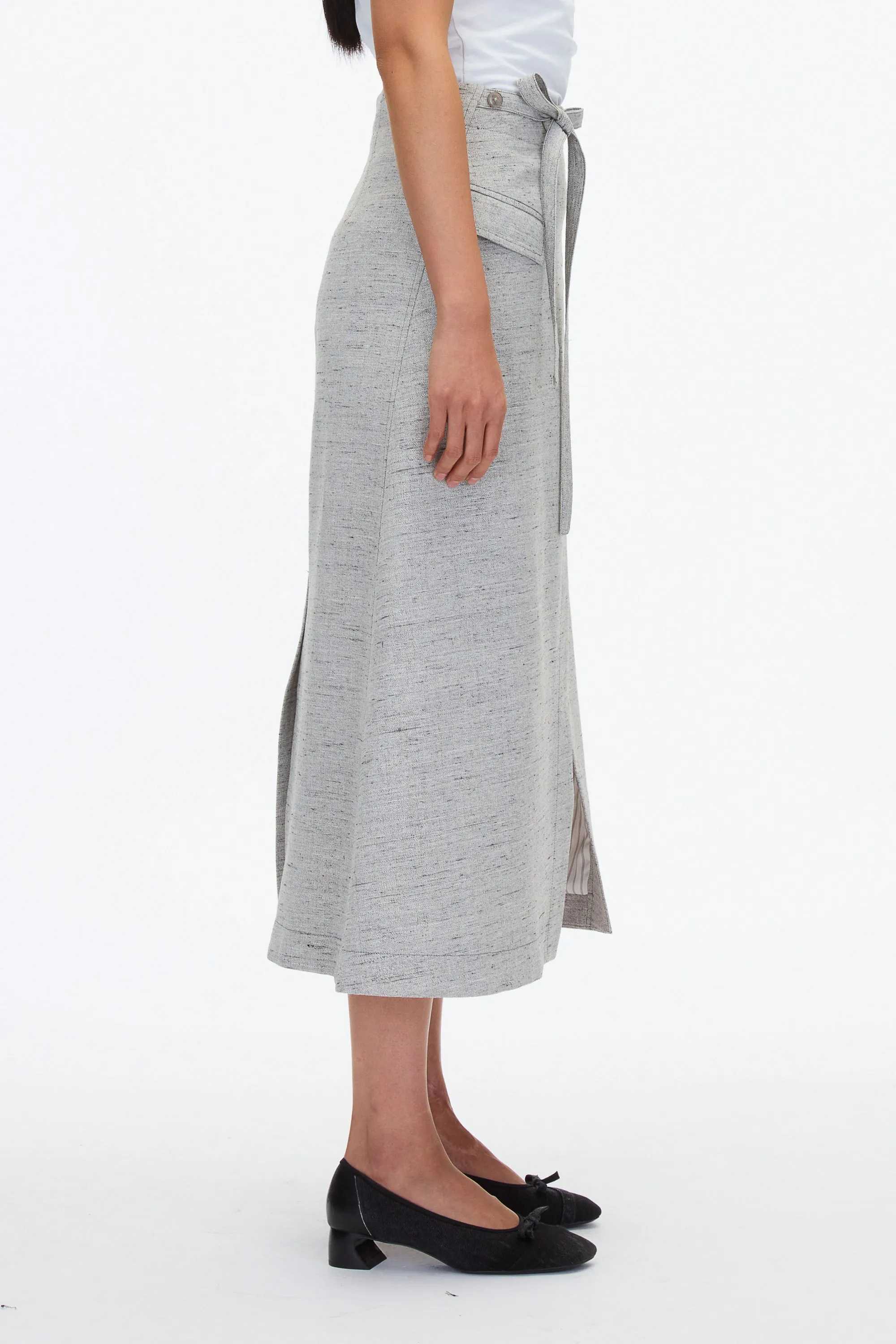 Faux Wrap Skirt with Tie Waist