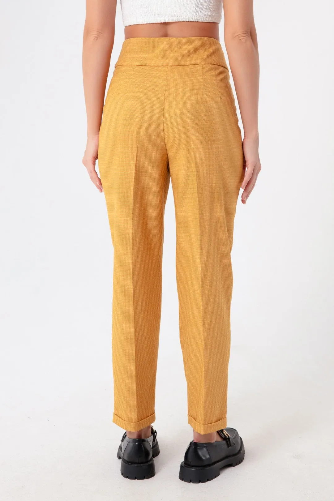 Female Gold Button Striped Pants