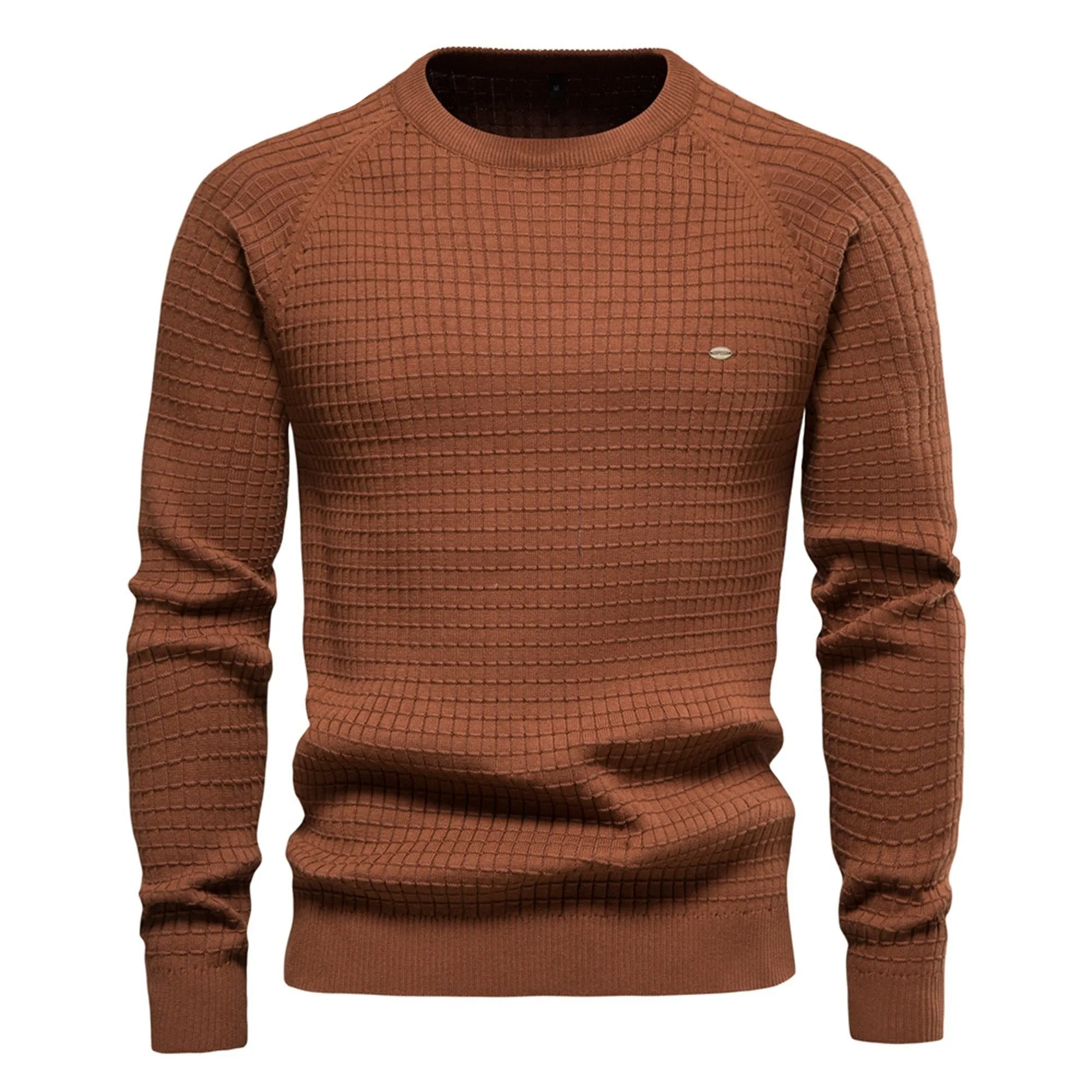 Foesce -100% Cotton Men Sweaters Soild Color O-neck High Quality Mesh Pullovers Male New Winter Autumn Basic Sweaters For Men