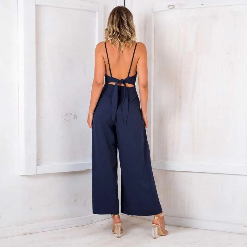 Formal Sleeveless Wrap Front Wide Leg Palazzo Jumpsuit