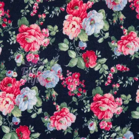 FS969 Navy Floral Stretch Knit Fabric