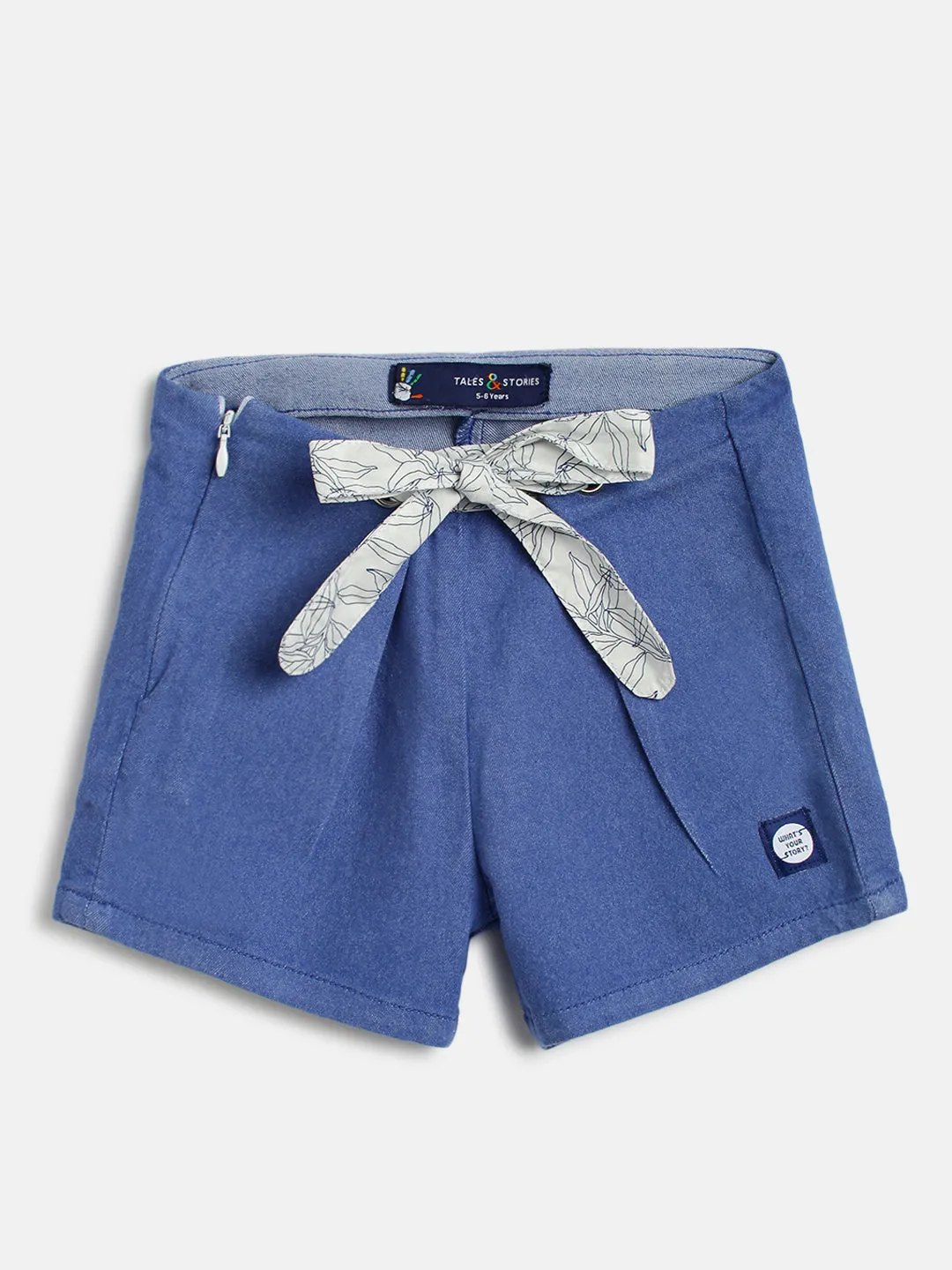 Girls Blue Cotton Shorts