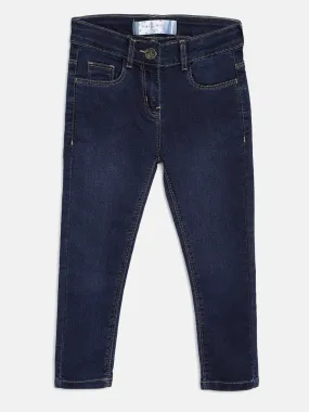 Girls Slim Fit Dark Blue Jeans