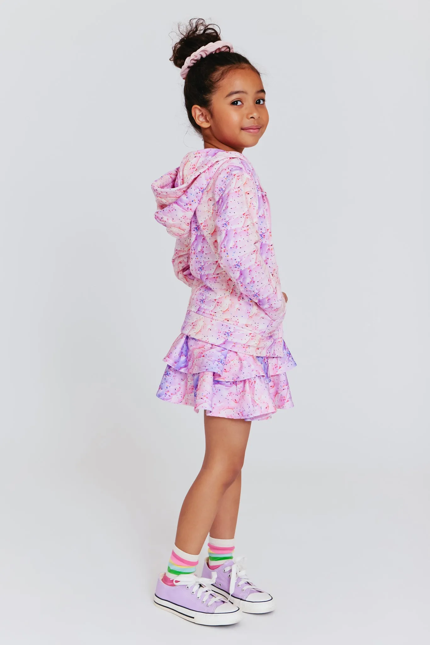 Girls Tiered Skirt in Tie Dye Frosting