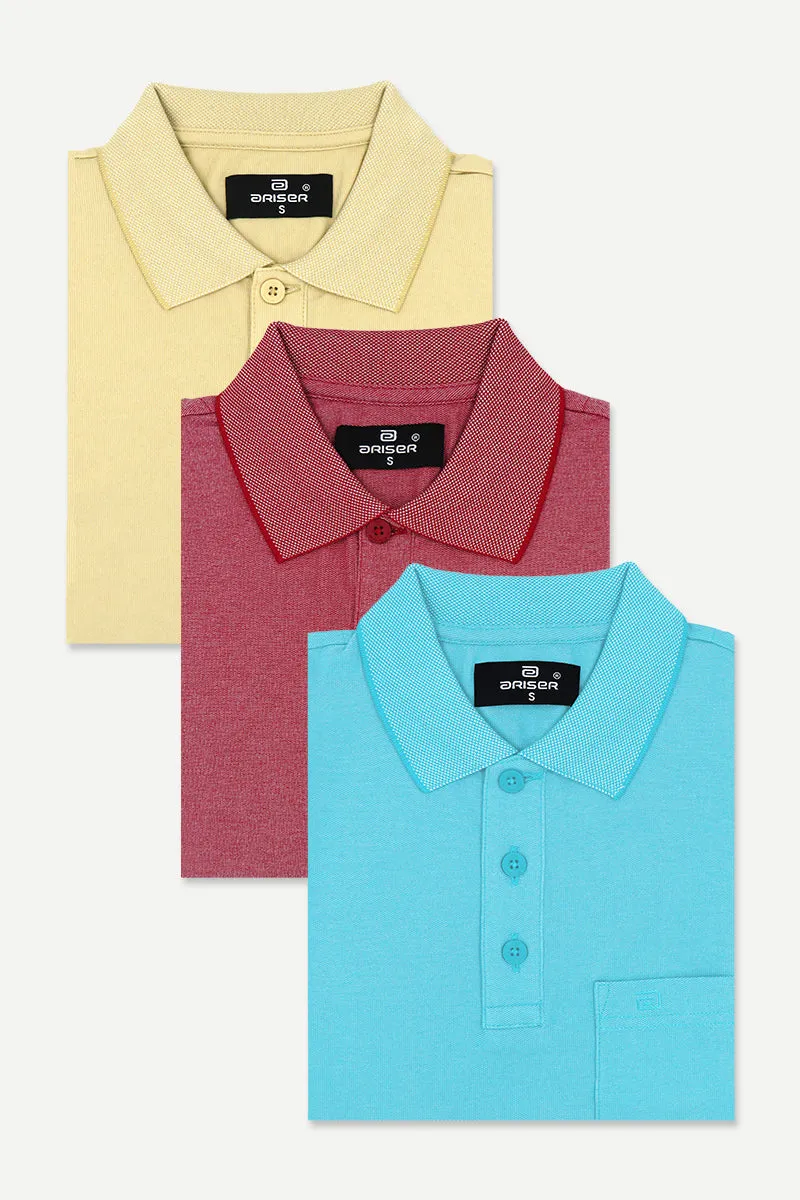 Golf Polo - Collar T-Shirts Pack Of 3 Combo For Men | Ariser