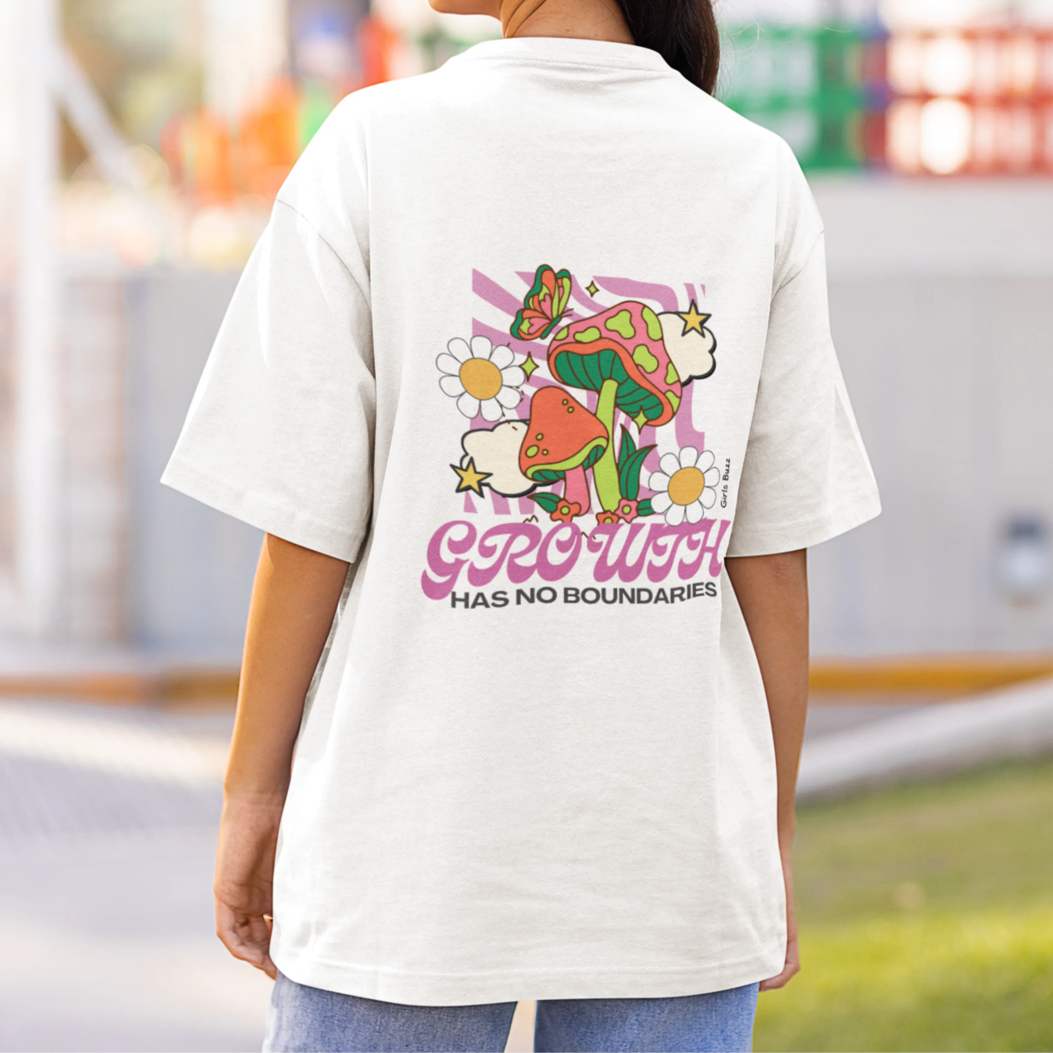 Growth Has No Boundaries Back Printed Oversized Tee