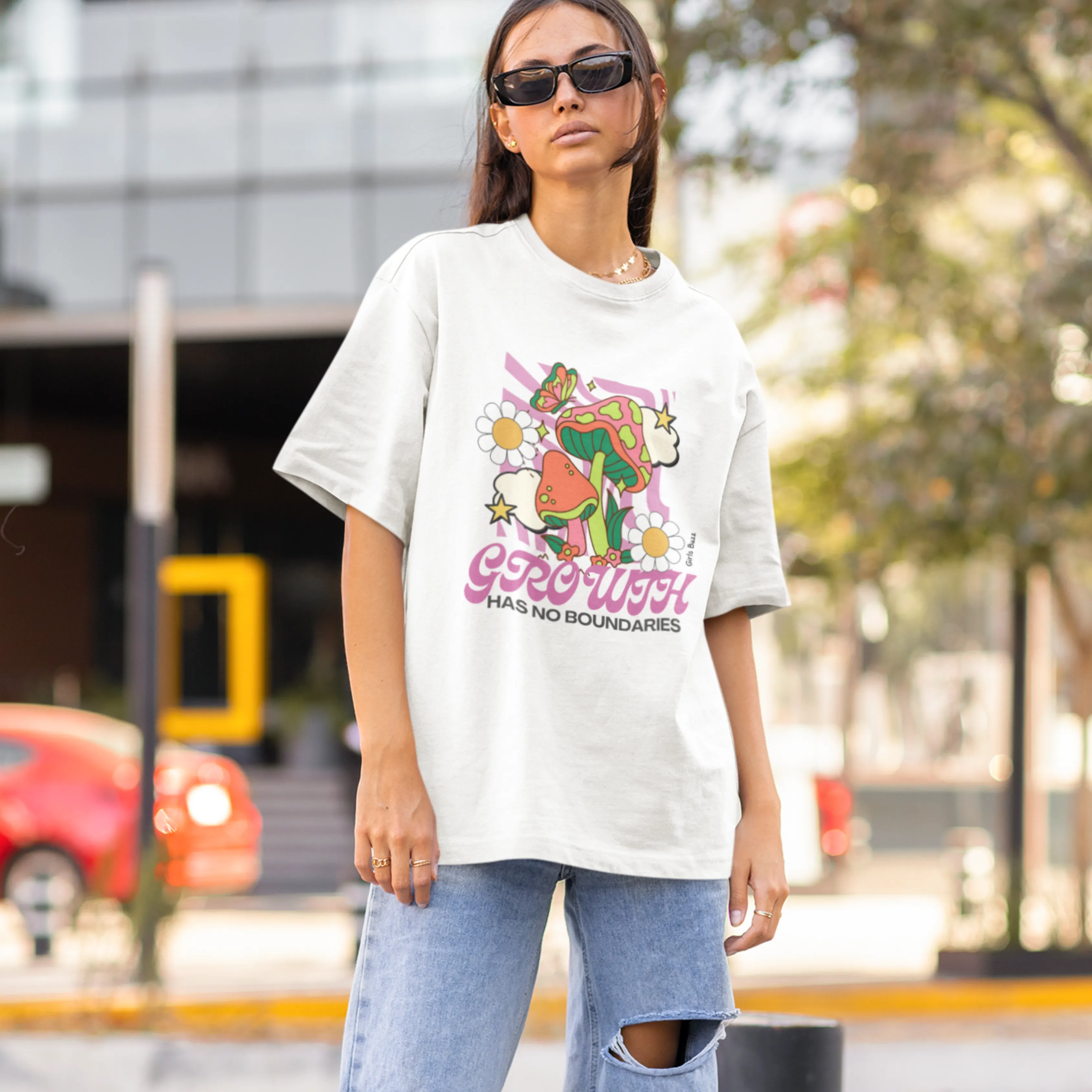 Growth Has No Boundaries Back Printed Oversized Tee