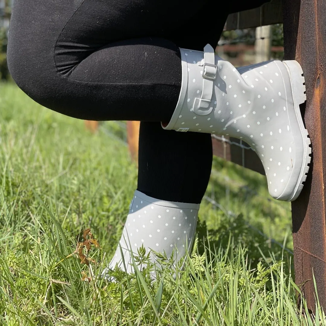 Half Height Grey Spotted Wellies - Wide Foot and Ankle