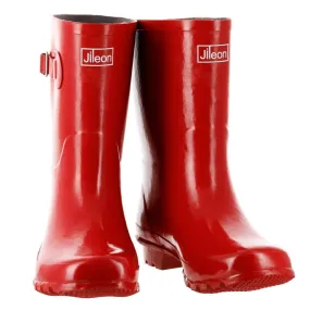 Half Height Red Glossy Wellies - Wide Foot and Ankle