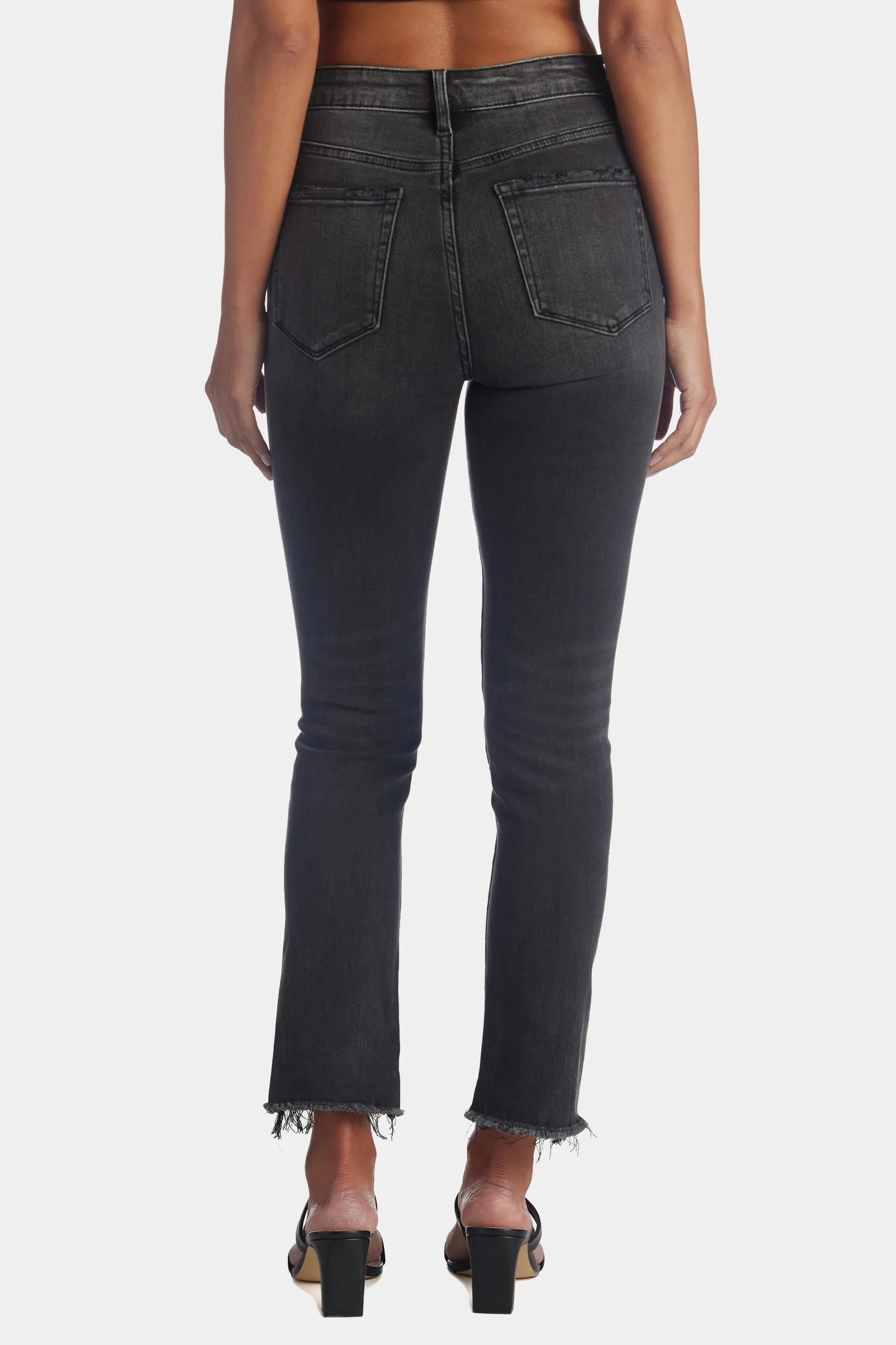 High Rise Straight Crop Uneven Hem Jeans