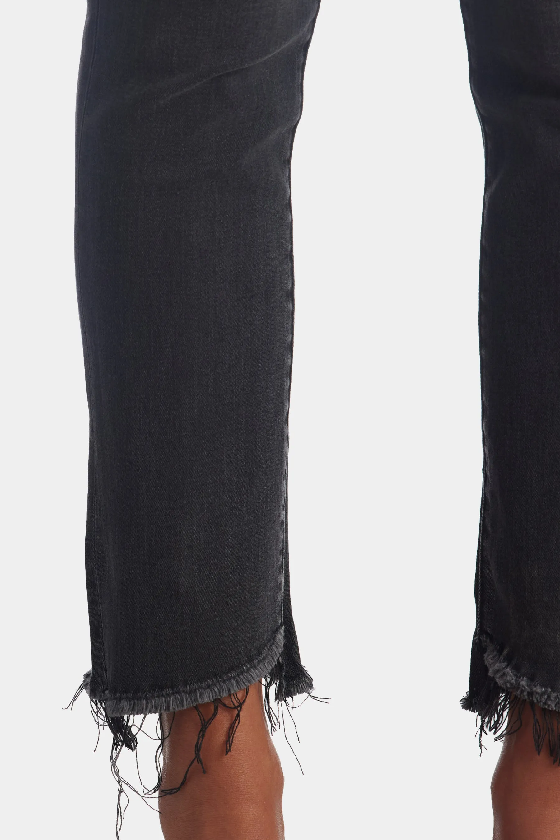 High Rise Straight Crop Uneven Hem Jeans