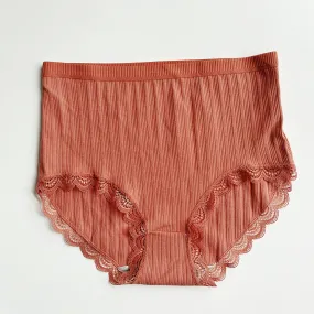 High waist cotton lace panty briefs