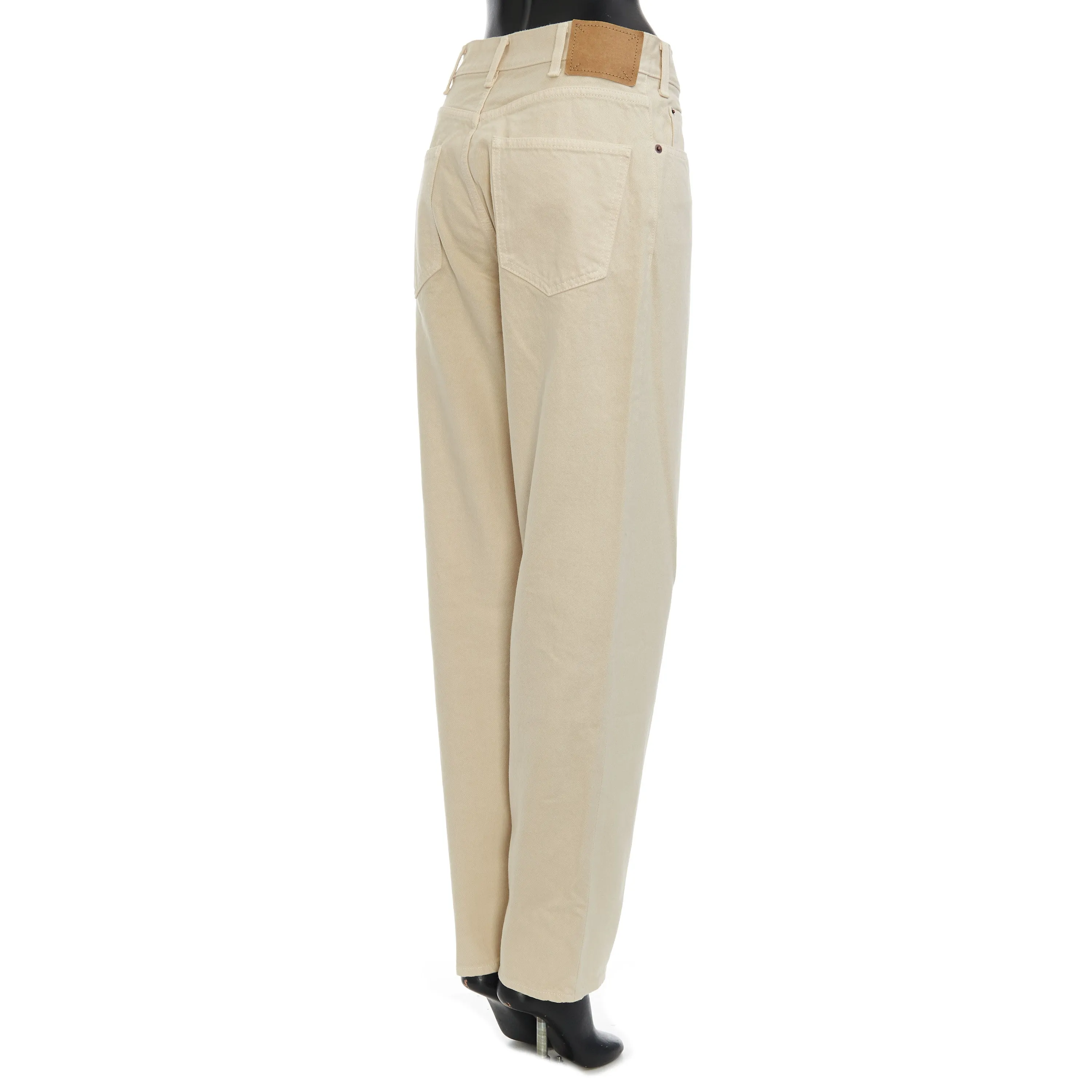 High Waisted Margaret Jeans In Cream Wash Cotton