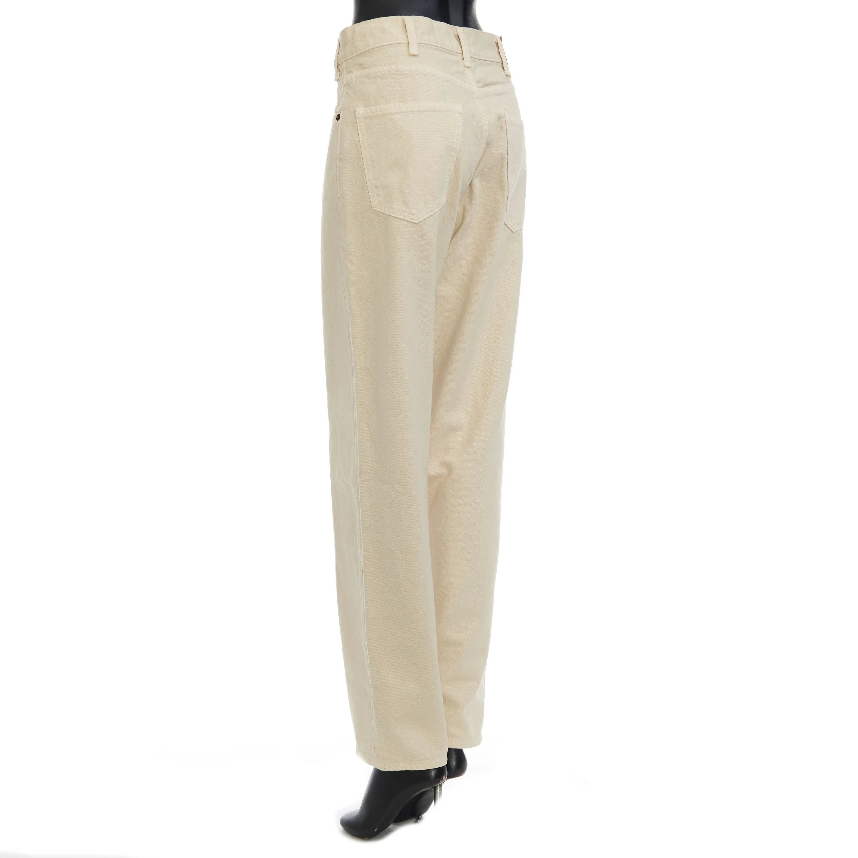 High Waisted Margaret Jeans In Cream Wash Cotton