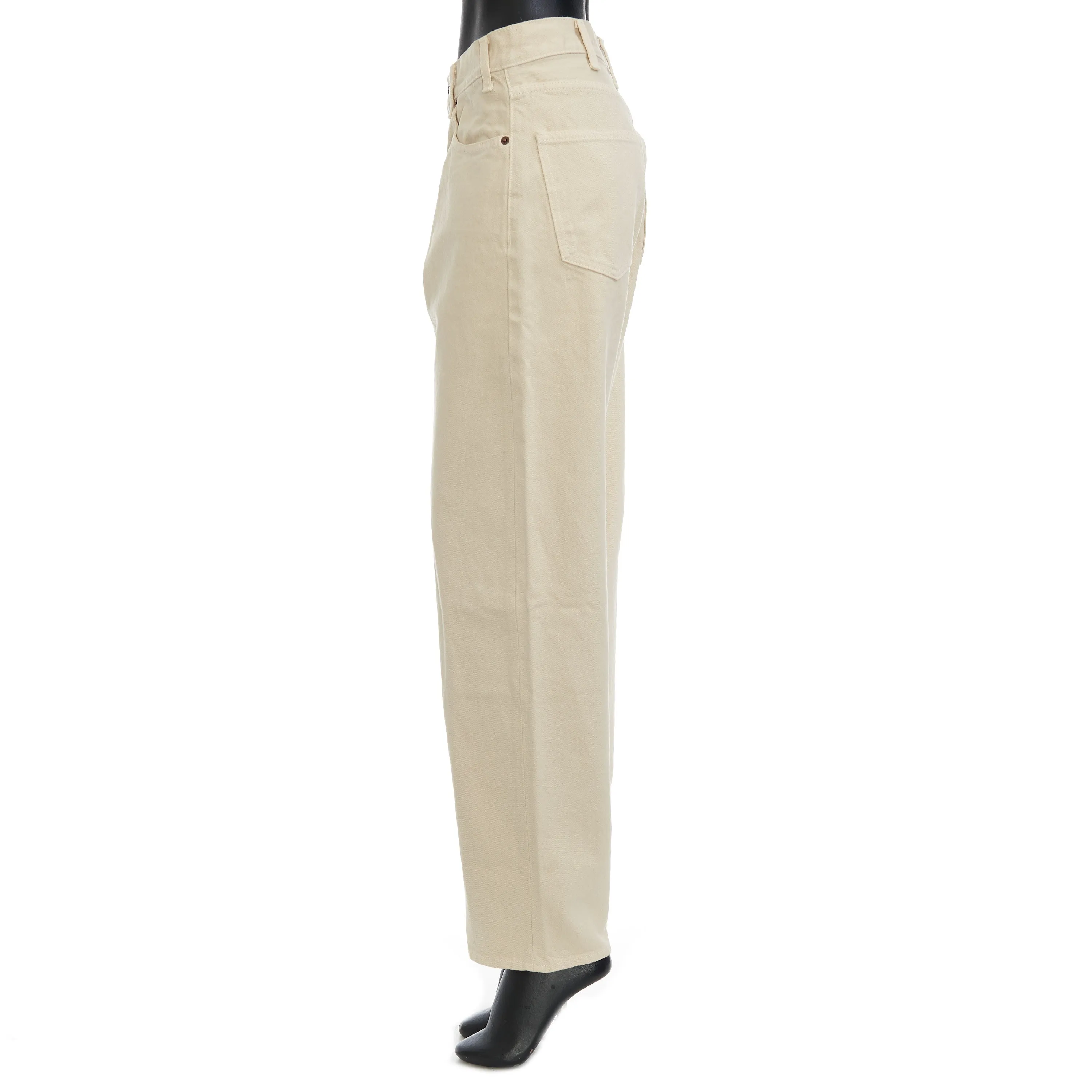 High Waisted Margaret Jeans In Cream Wash Cotton