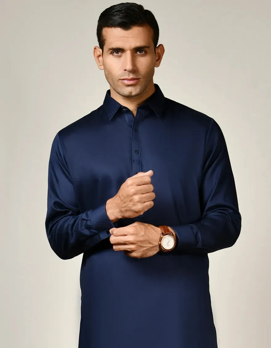 J. Mens Navy Blue Cotton Shalwar Kameez