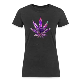 Kaleidoscope Purple Leaf: Organic Tri-Blend Multicolor Cannabis Tee (Women's Fit)