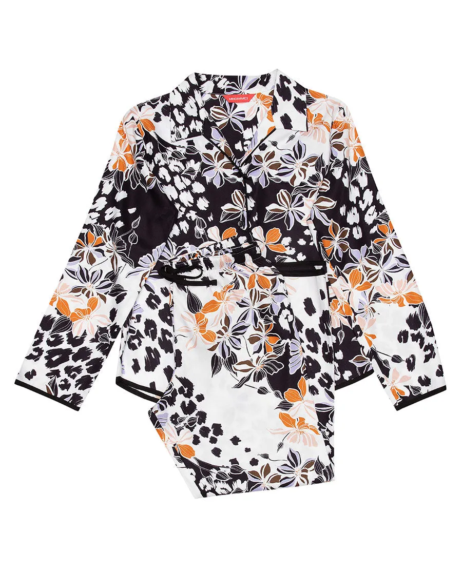 Katie Black Floral Print Pyjama Set