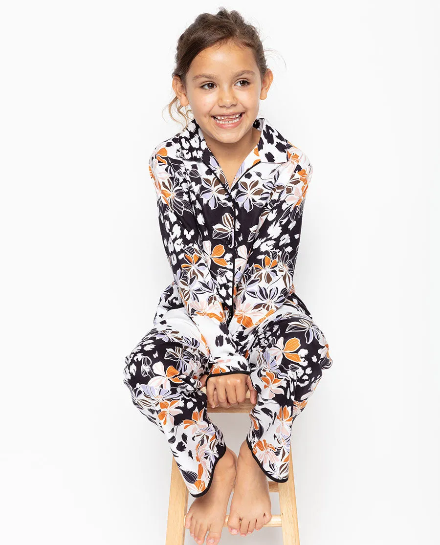 Katie Black Floral Print Pyjama Set