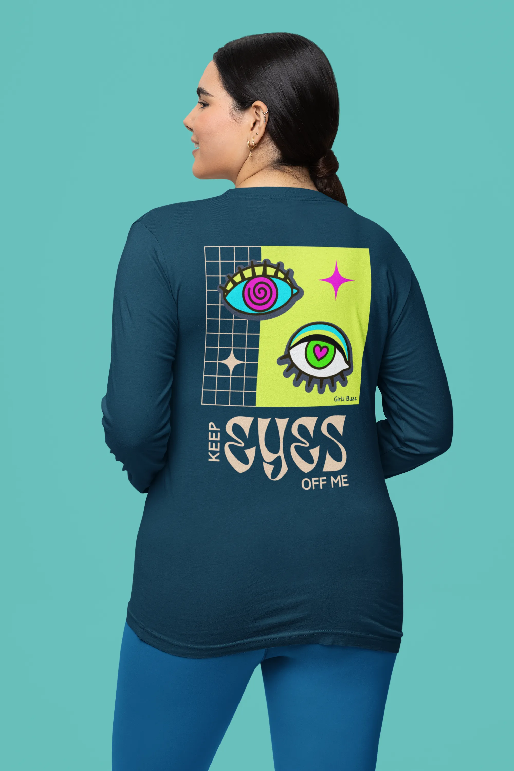 Keep Eyes Off Me Full Sleeves Back Printed T-shirt