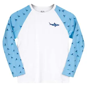 Kids Performance Long Sleeve Shirt | White | Baby Shark