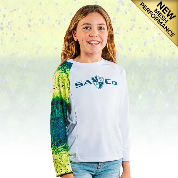 Kids Performance Long Sleeve Shirt | White | Mahi