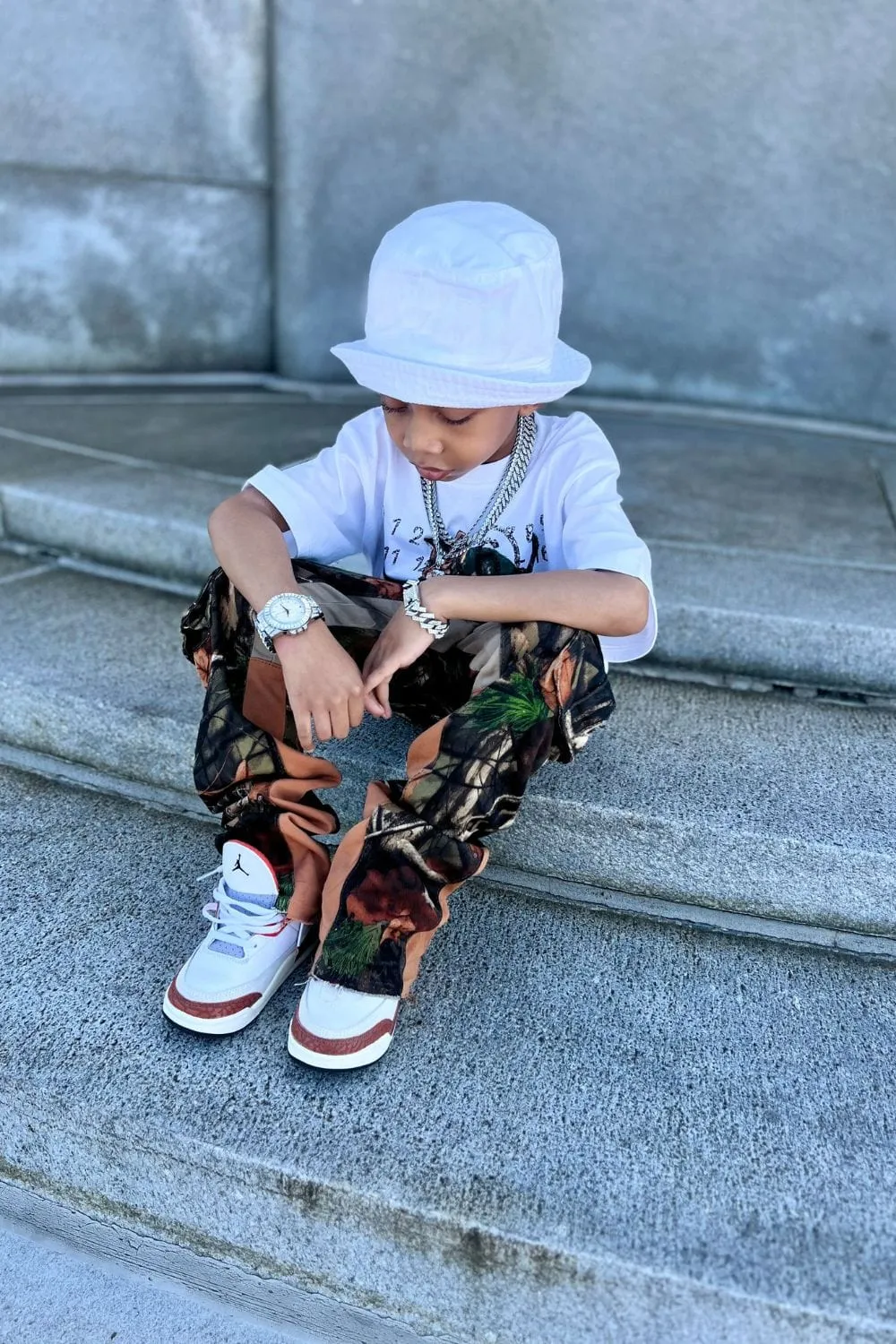 Kids Stacked Camo Cargo Denim (Maple)