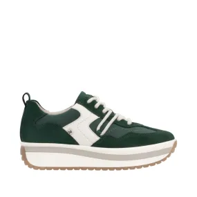 Ladies Rieker Evolution Lace Up Trainers Sneakers Green Combi  W0900-54