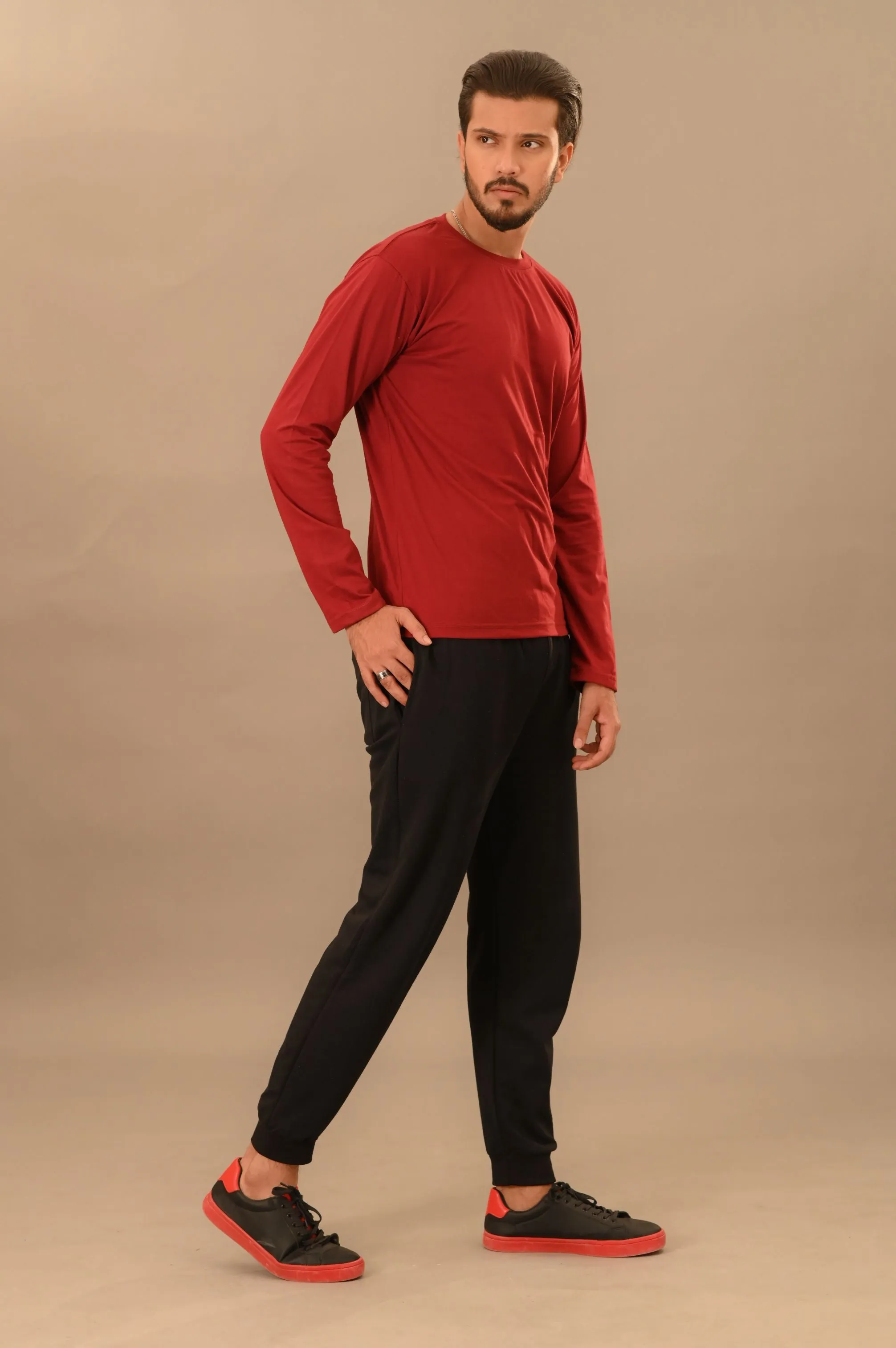 Maroon Full Sleeve T-Shirt - Men