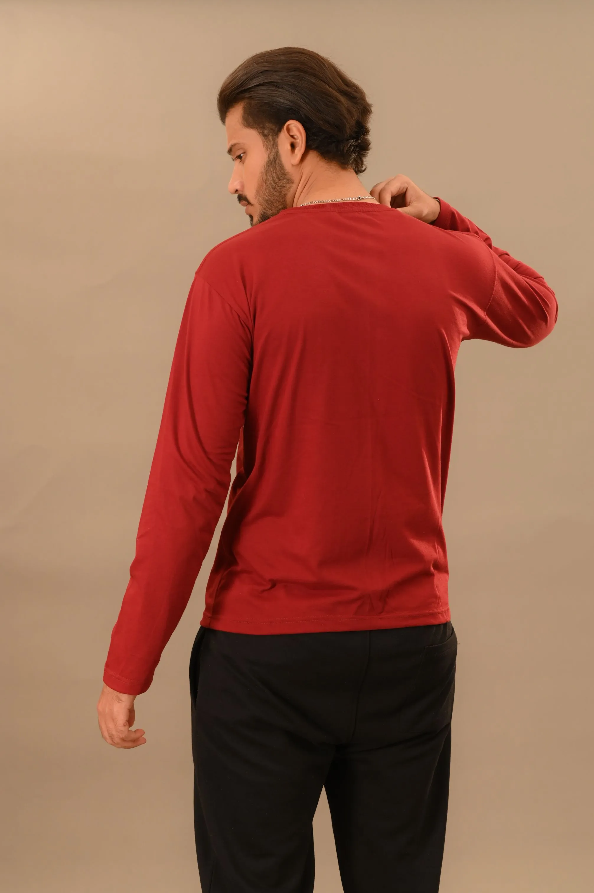 Maroon Full Sleeve T-Shirt - Men