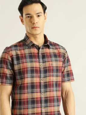 Men Checked Half Sleeve Cotton Shirt