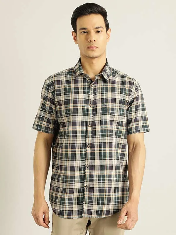 Men Checked Half Sleeve Cotton Shirt