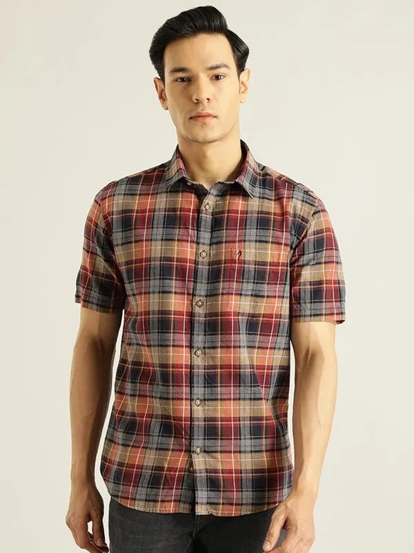 Men Checked Half Sleeve Cotton Shirt