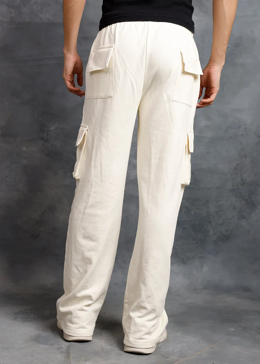 Men Premium Terry Cargo Pants - Off White